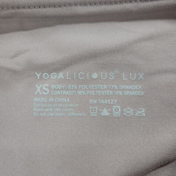 Yogalicious Lux Womens Leggings Sz XS Mocha Hi Rise Side Pockets Full Length NEW - Picture 12 of 13